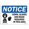 Signmission OSHA Sign, Gown And Mask Required, 14in X 10in Peel And Stick Wall Graphic, 14" W, 10" H, Landscape OS-NS-RD-1014-L-15745 - alternate 1